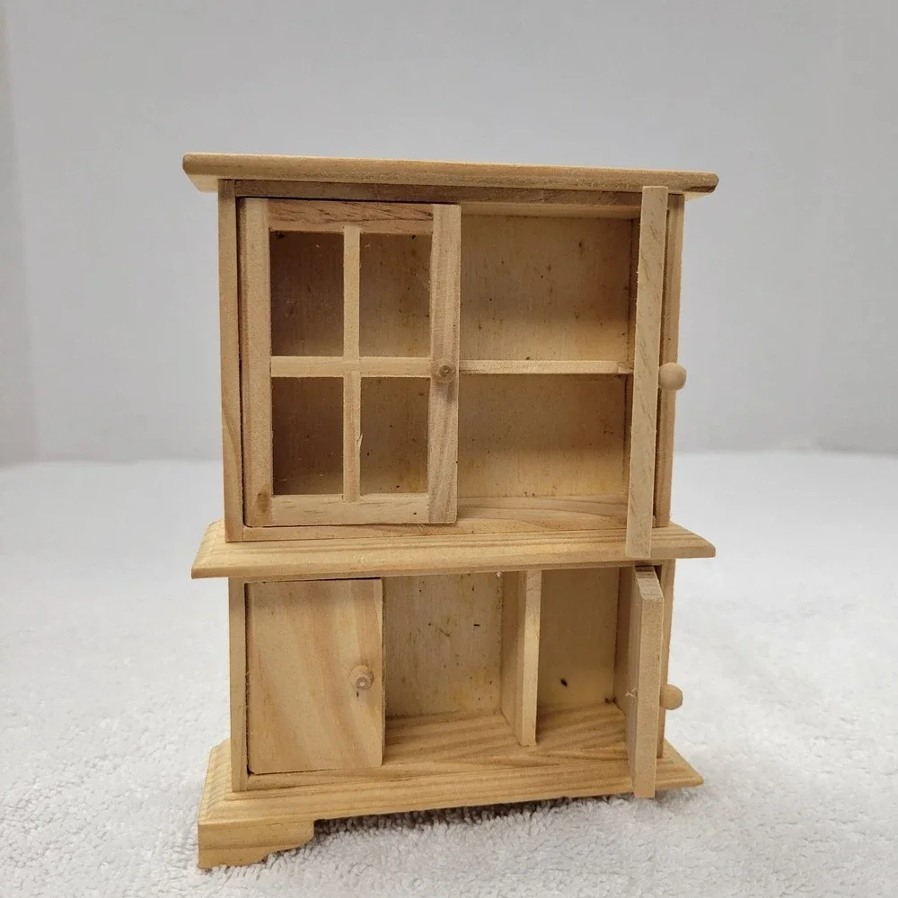 1980s‎ Vintage Doll House 1/12 unfinished wooden furniture: China Cabinet